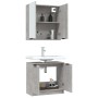 Set di Mobili da Bagno 2 pz Grigio Cemento in Legno Multistrato