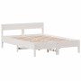 Giroletto con Testiera Bianco 120x190 cm Legno Massello di Pino