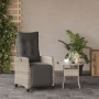 Sedia Reclinabile Giardino Poggiapiedi Grigio Chiaro Polyrattan