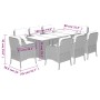 Set Pranzo da Giardino 9pz con Cuscini Grigio Chiaro Polyrattan