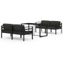 Set Divani da Giardino 5 pz con Cuscini in Alluminio Antracite