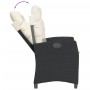 Set da Pranzo da Giardino 3 pz con Cuscini Nero in Polyrattan
