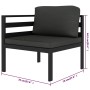 Set Divani da Giardino 5 pz con Cuscini in Alluminio Antracite