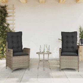 Sedie da Giardino Reclinabili 2 pz e Cuscini Grigio Polyrattan