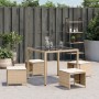 Sgabelli Giardino con Cuscini 4pz Beige 41x41x36cm Polyrattan