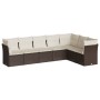 Set Divani da Giardino 7 pz con Cuscini Marrone in Polyrattan