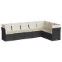 Set Divani da Giardino con Cuscini 7pz Nero Polyrattan