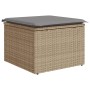 Sgabello Giardino con Cuscino Beige 55x55x37 cm in Polyrattan