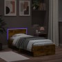 Giroletto con Testiera e LED Rovere Fumo 90x190 cm