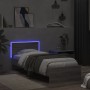 Giroletto con Testiera e LED Grigio Sonoma 75x190 cm