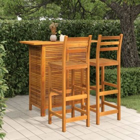 Set da Bar per Giardino 3 pz in Legno Massello di Acacia