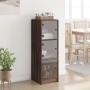 Credenza con Ante in Vetro Rovere Marrone 35x37x109 cm