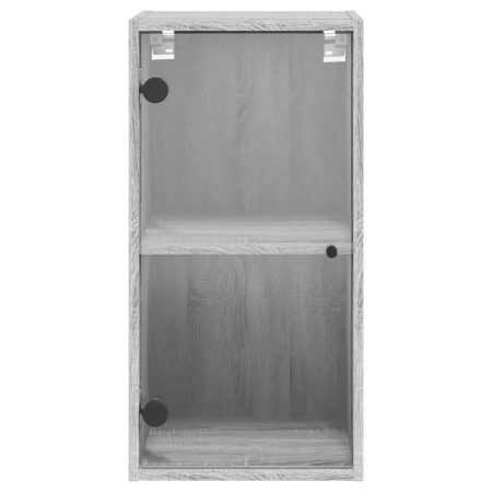 Mobile a Muro con Ante in Vetro Grigio Sonoma 35x37x68,5 cm