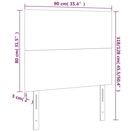 Testiera 2 pz Nera 90x5x78/88 cm in Tessuto