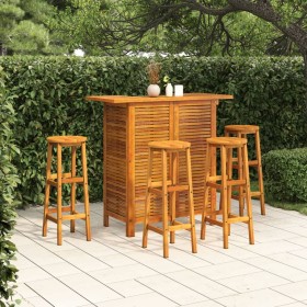 Set da Bar per Giardino 5 pz in Legno Massello di Acacia