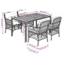 Set da Pranzo da Giardino 5 pz con Cuscini in Polyrattan Grigio