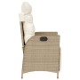 Sedia Reclinabile da Giardino con Poggiapiedi Beige Polyrattan