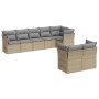 Set Divano da Giardino 8 pz con Cuscini Beige in Polyrattan