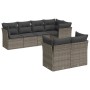 Set Divani da Giardino 7 pz con Cuscini Grigio in Polyrattan