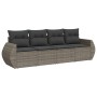 Set Divani da Giardino 4 pz con Cuscini in Polyrattan Grigio