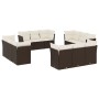 Set Divani da Giardino 12 pz con Cuscini Marrone in Polyrattan