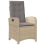 Set Pranzo da Giardino 9 pz con Cuscini Beige Misto Polyrattan