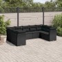 Set Divani da Giardino 9 pz con Cuscini Nero in Polyrattan