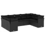 Set Divani da Giardino 9 pz con Cuscini Nero in Polyrattan