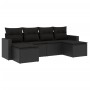 Set Divano da Giardino 6 pz con Cuscini Nero in Polyrattan