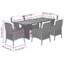 Set da Pranzo da Giardino 7 pz con Cuscini in Polyrattan Grigio