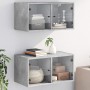 Mobili a Muro con Ante in Vetro 2pz Grigio Cemento 68,5x37x35cm