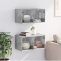 Mobili a Muro con Ante in Vetro 2pz Grigio Cemento 68,5x37x35cm