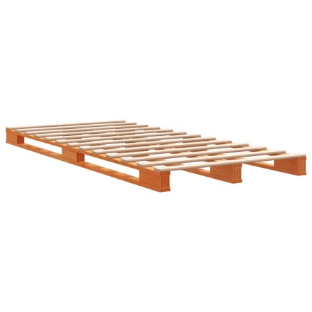 Letto Pallet Marrone Cera 90x200 cm in Legno Massello di Pino