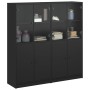 Libreria con Ante Nera 136x37x142 cm in Legno Multistrato