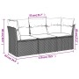 Set Divani da Giardino 3 pz con Cuscini Grigio in Polyrattan