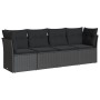 Set Divani da Giardino 4 pz con Cuscini Nero in Polyrattan