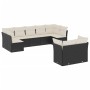 Set Divani da Giardino 9 pz con Cuscini Nero in Polyrattan