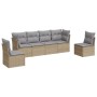 Set Divano da Giardino 6 pz con Cuscini Beige in Polyrattan