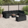 Set Divani da Giardino 13pz con Cuscini Nero in Polyrattan