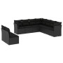 Set Divani da Giardino 9 pz con Cuscini Nero in Polyrattan