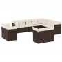 Set Divani da Giardino 12 pz con Cuscini Marrone in Polyrattan