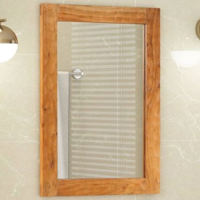 Specchio da Bagno 50x70x2,5 cm Legno Massello di Acacia e Vetro