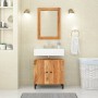 Specchio da Bagno 50x70x2,5 cm Legno Massello di Acacia e Vetro