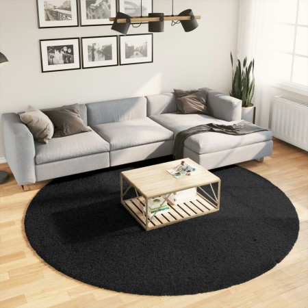 Tappeto Shaggy PAMPLONA a Pelo Lungo Moderno Nero Ø 240 cm