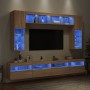 Set Mobili TV a Muro 8 pz con Luci LED Rovere Sonoma