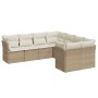 Set Divano da Giardino 8 pz con Cuscini Beige in Polyrattan