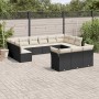 Set Divani da Giardino 13pz con Cuscini Nero in Polyrattan