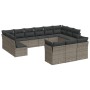 Set Divani da Giardino 13 pz con Cuscini Grigio in Polyrattan