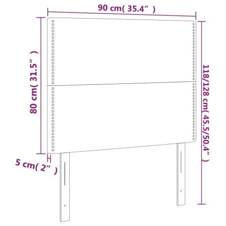 Testiera 2 pz Grigio Chiaro 90x5x78/88 cm in Velluto