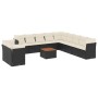 Set Divani da Giardino 12 pz con Cuscini Nero in Polyrattan